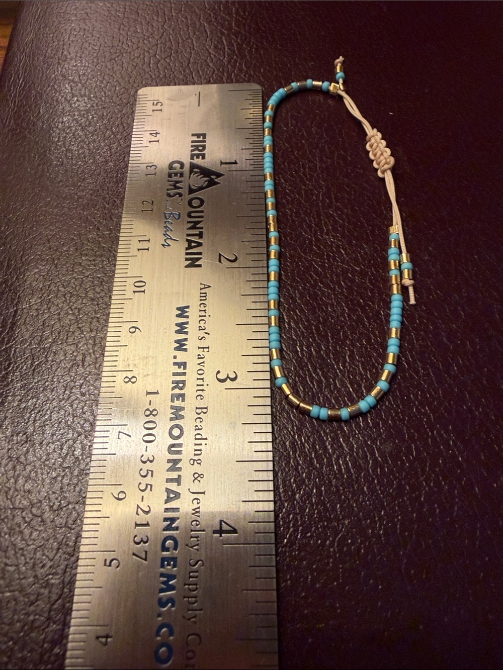 Turquoise Beaded Adjustable Bracelet - Unbranded